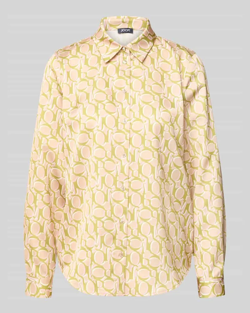 JOOP! Regular Fit Langarmbluse mit Allover-Muster Modell 'Bliss2 Beige