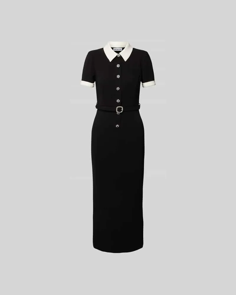 Self-Portrait Midikleid mit kurzer Knopfleiste Black