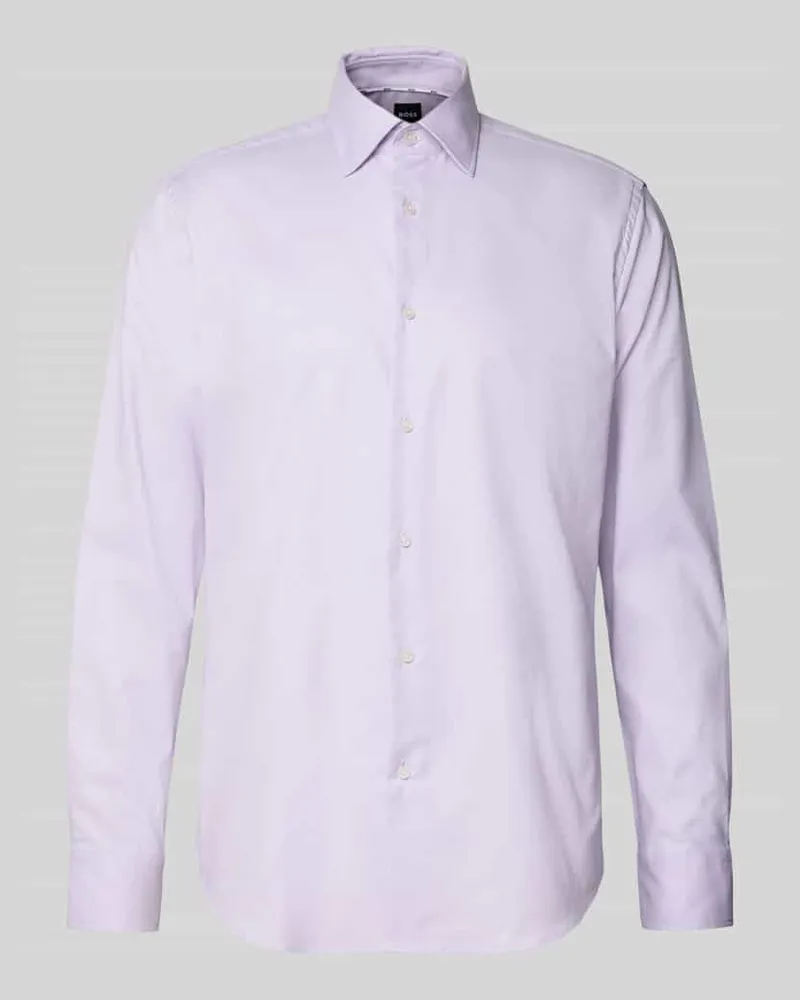 HUGO BOSS Regular Fit Businesshemd mit Strukturmuster Flieder