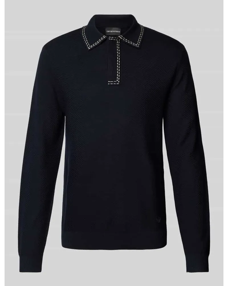 Emporio Armani Slim Fit Poloshirt mit Strukturmuster Marine