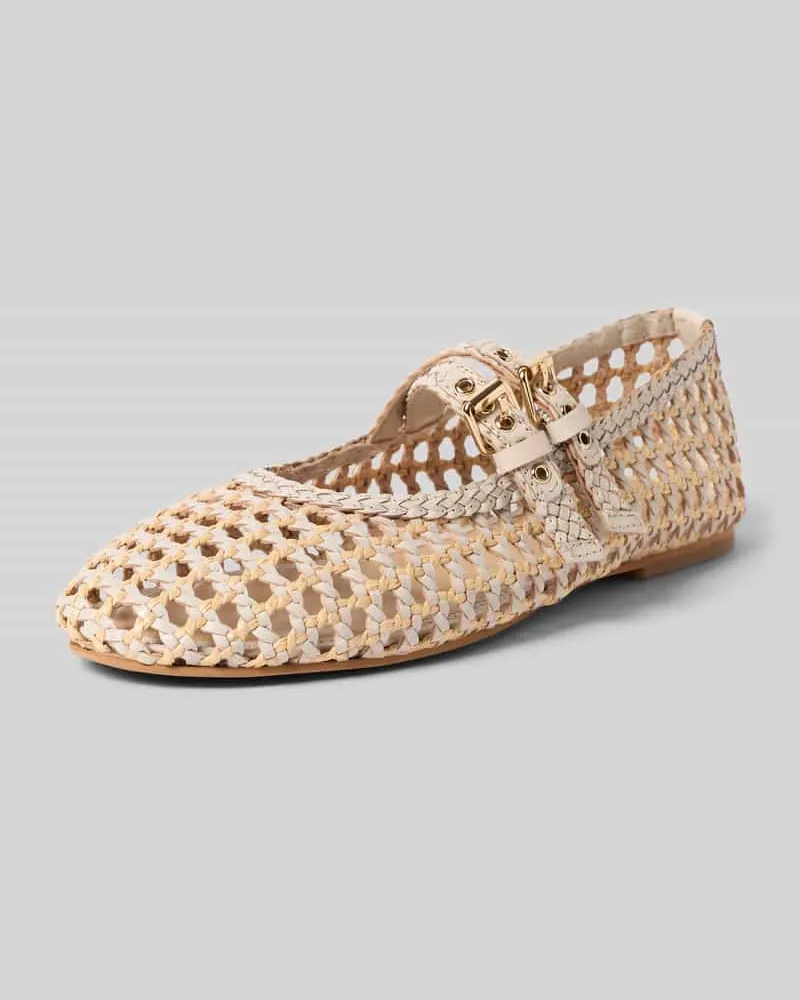 Inuovo Ballerinas aus Leder-Mix in Flecht-Optik Beige