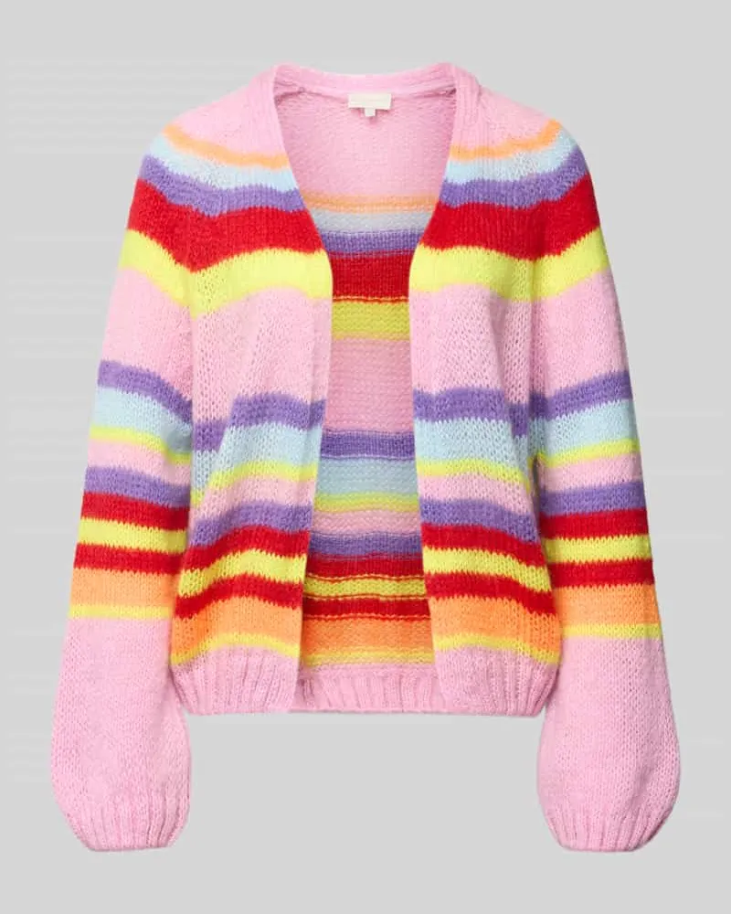 Milano Italy Relaxed Fit Cardigan mit Mohair-Anteil in Strick-Optik Rose