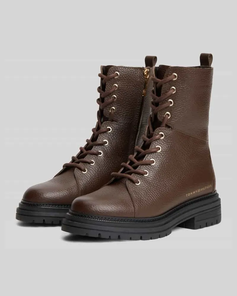 Tommy Hilfiger Schnürstiefel aus Leder Dunkelbraun