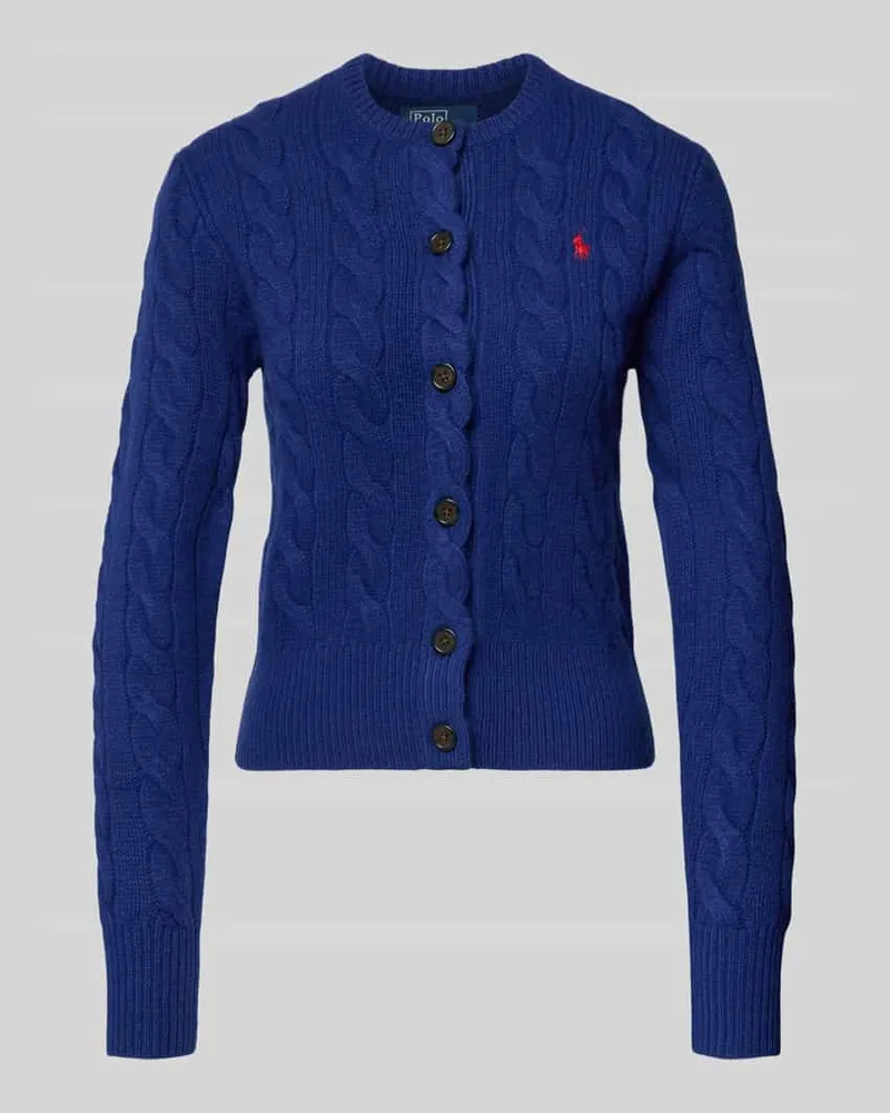Ralph Lauren Cardigan aus Wolle-Kaschmir-Mix mit Label-Stitching Dunkelblau