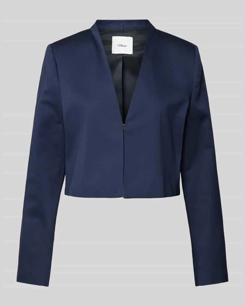 S.Oliver Cropped Blazer mit V-Ausschnitt Marine