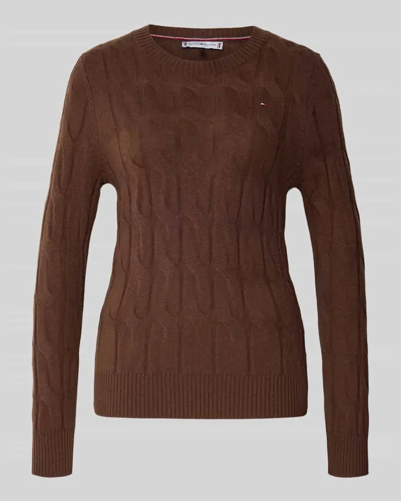 Tommy Hilfiger Regular Fit Strickpullover aus reiner Wolle Mittelbraun