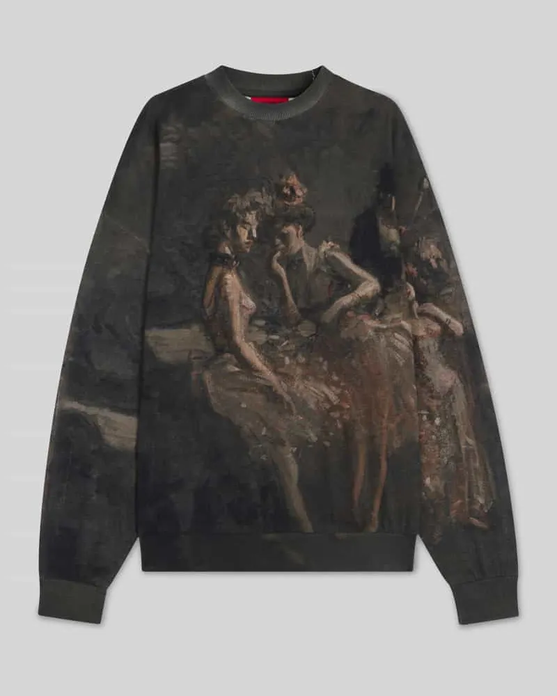 HUGO BOSS Oversized Sweatshirt mit Jean-Louis-Forain-Print Modell 'DABUSI Beige