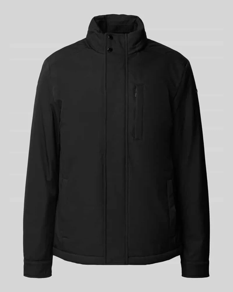Geox Jacke mit verdecktem Reißverschluss und Eingrifftaschen Black
