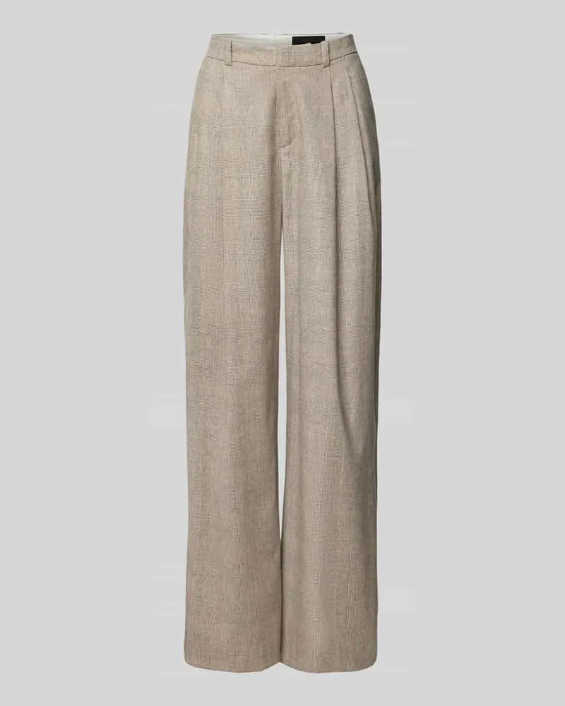Drykorn Flared Stoffhose mit Glencheck-Muster Hellbraun