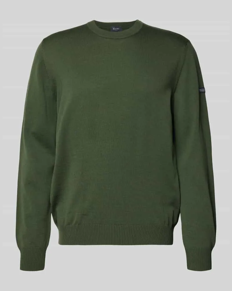Maerz Strickpullover mit gerippten Abschlüssen Oliv