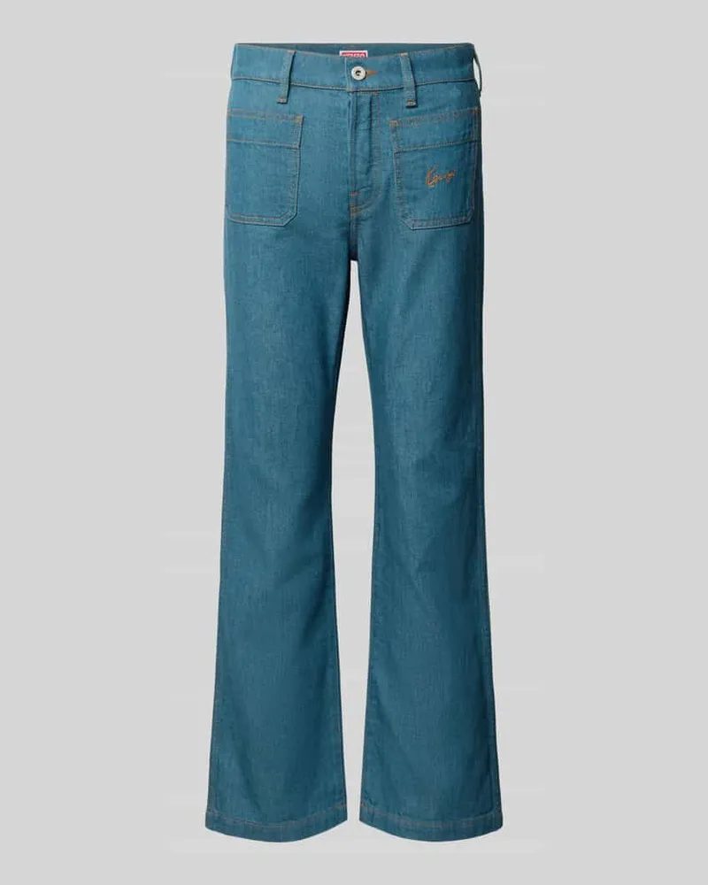 Kenzo Flared Fit Jeans mit Leinen-Anteil Blau