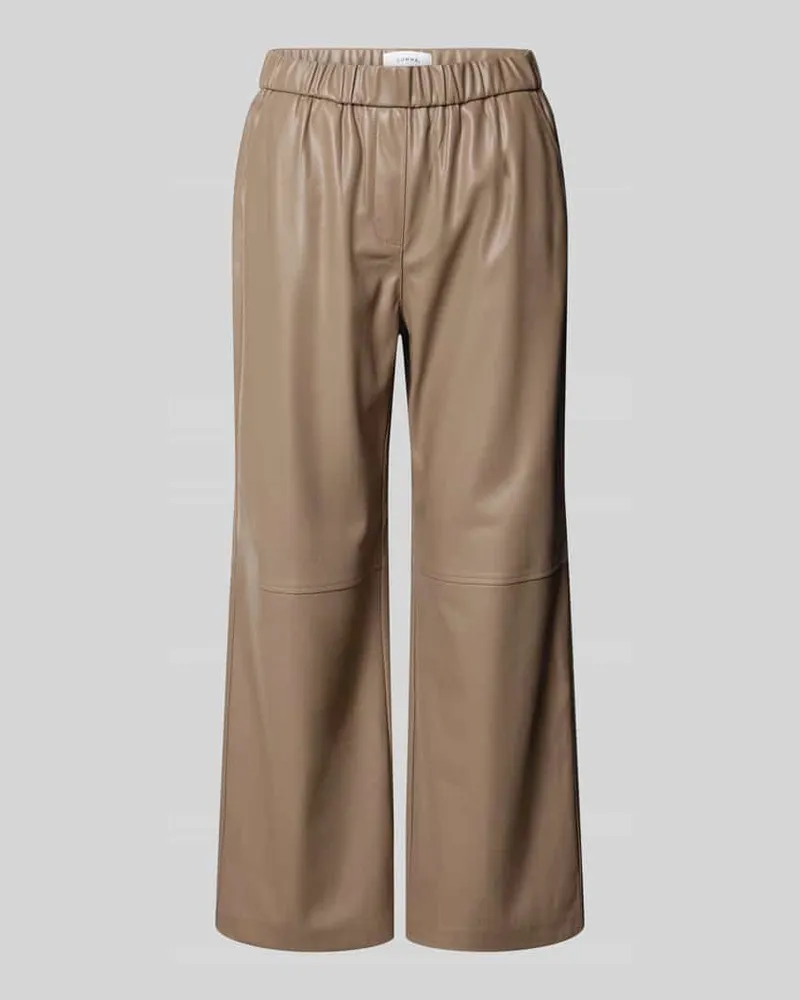 COMMA Bootcut Hose in Leder-Optik Taupe