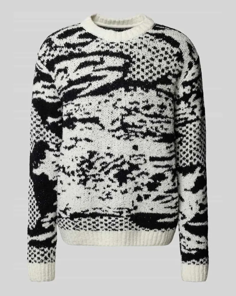 Edwin Jeans Strickpullover mit Rundhalsausschnitt Modell 'PANKU Weiss