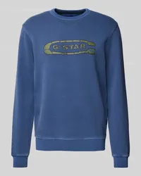 G-STAR RAW Sweatshirt mit Label-Print Modell 'Destroyed Bleu