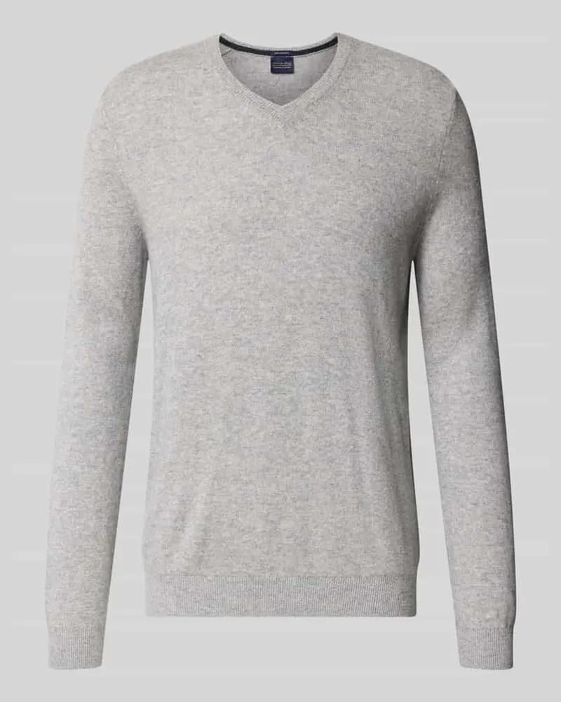 Christian Berg Strickpullover aus Kaschmir mit V-Ausschnitt Mittelgrau