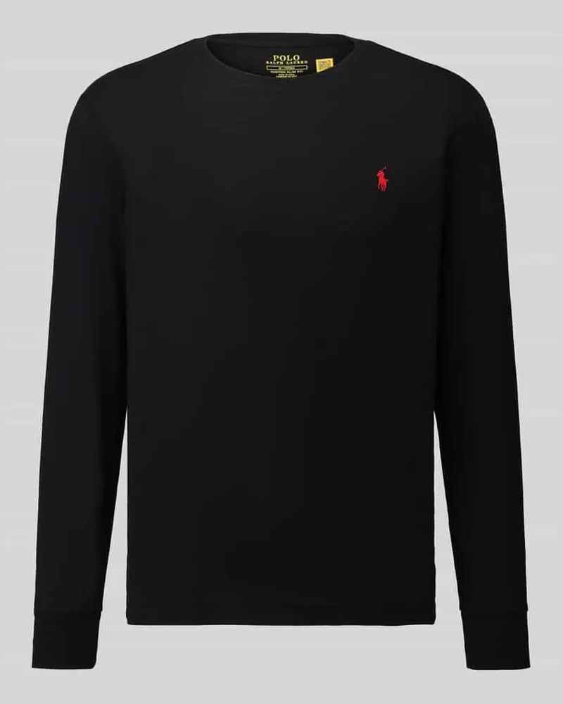 Ralph Lauren Regular Fit Langarmshirt aus reiner Baumwolle Black