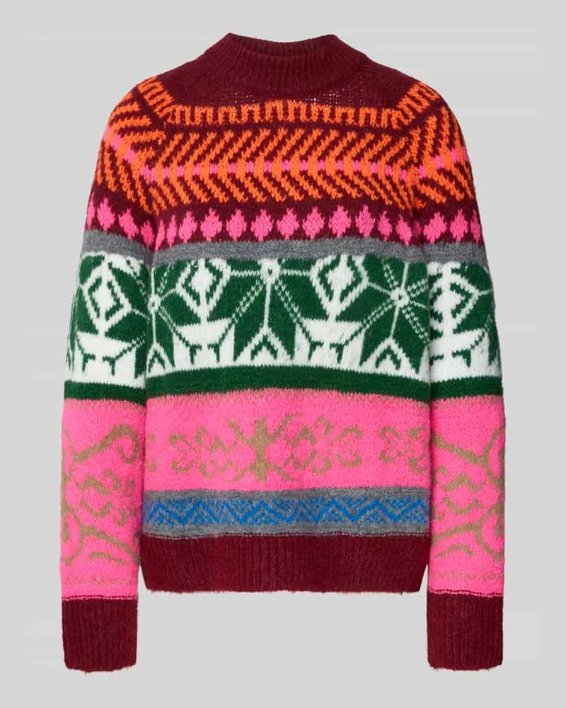 Essentiel Loose Fit Strickpullover mit mehrfarbige Muster Modell 'IRELANDO Pink