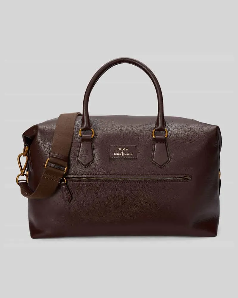 Ralph Lauren Weekender aus Rindsleder mit Schulterriemen Dunkelbraun