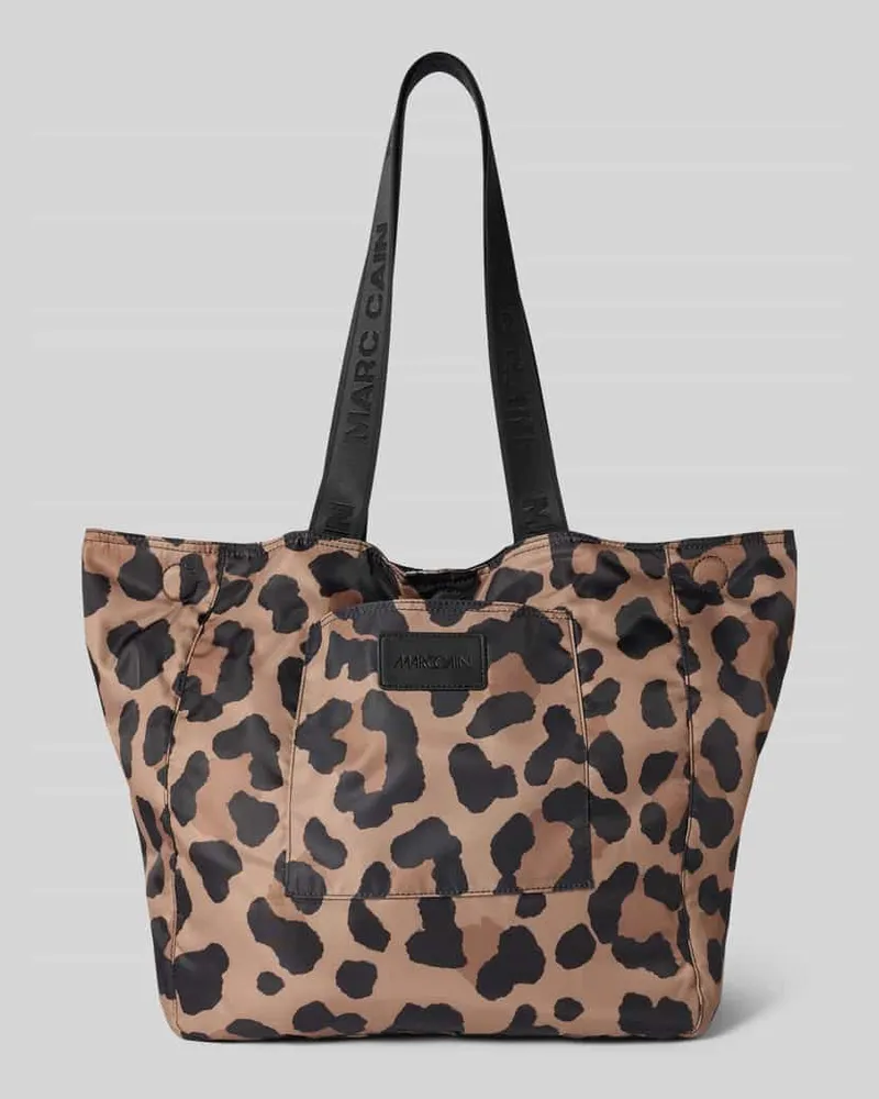 Marc Cain Handtasche mit Allover-Animal-Print Camel