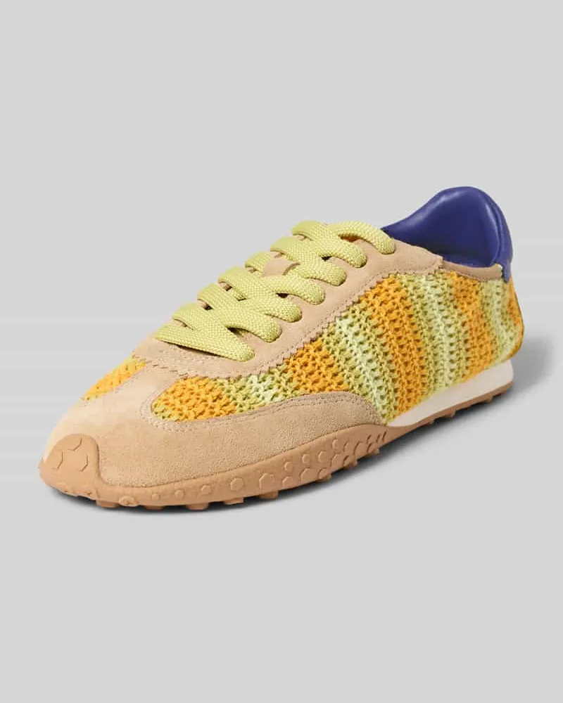 HOFF Sneaker aus Leder-Mix mit Häkel-Detail Modell 'Bridge Gelb