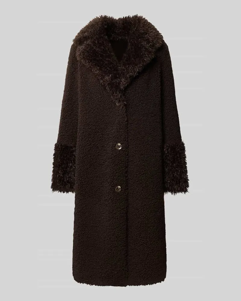 Beaumont Amsterdam Mantel aus Teddyfell mit Reverskragen Dunkelbraun