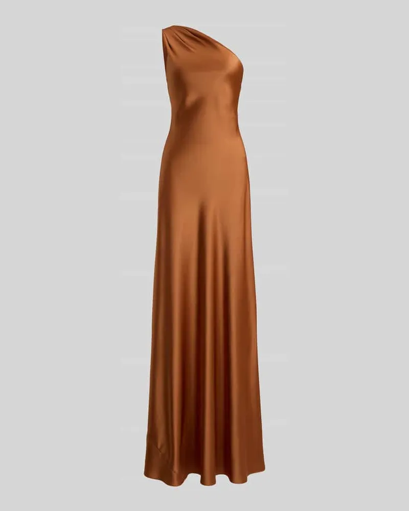 Ralph Lauren Figurbetontes Abendkleid mit One-Shoulder-Ausschnitt Terra