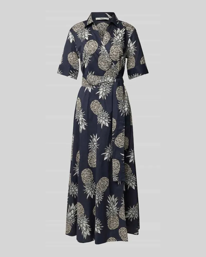 0039 Italy Maxikleid in Wickel-Optik Modell 'SVENJA Dunkelblau