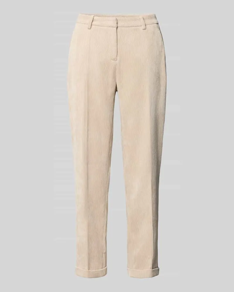 Cambio Regular Fit Cordhose mit fixiertem Beinumschlag Modell 'KRYSTAL Kitt