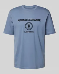 Armani Exchange T-Shirt mit geripptem Rundhalsausschnitt Rauchblau