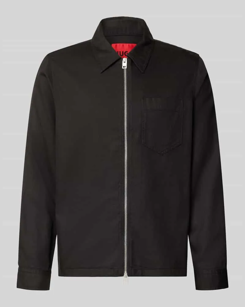 HUGO BOSS Regular Fit Bomberjacke / Blouson aus Lyocell-Baumwoll-Mix Modell 'Enasoz Black