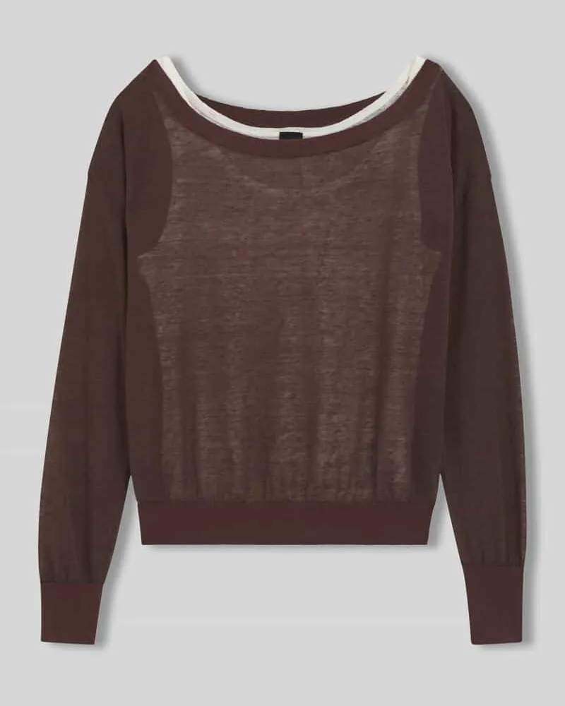 HUGO BOSS Relaxed Fit Pullover aus durchscheinendem Material Schoko