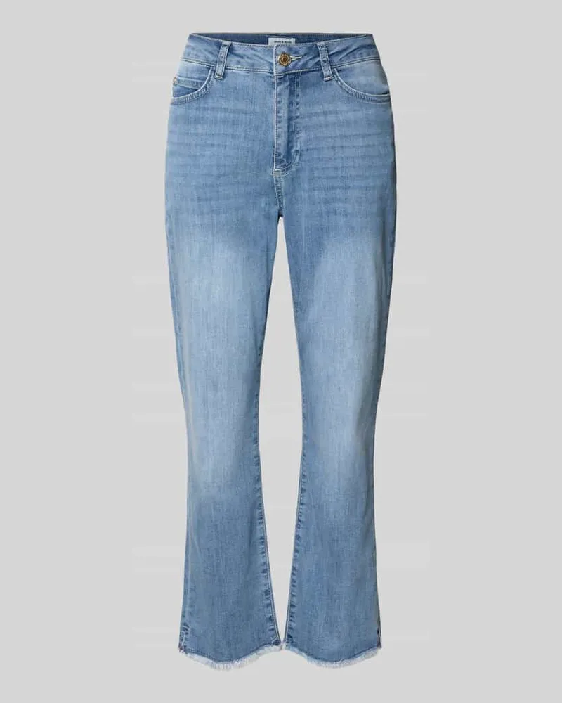 More & More Cropped Jeans mit Fransen Jeansblau