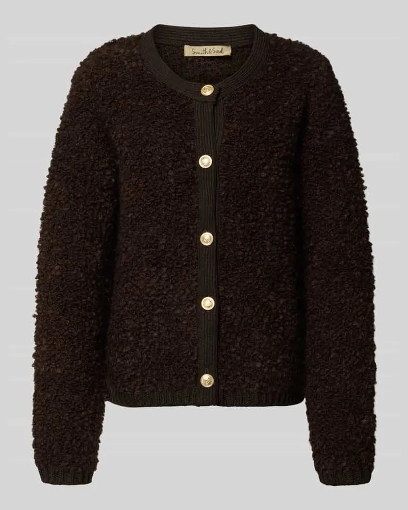 Smith & Soul Strickjacke mit Woll-Anteil Dunkelbraun
