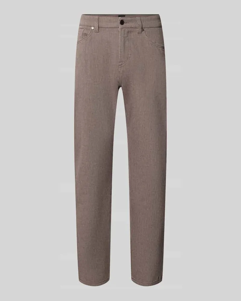 HUGO BOSS Regular Fit Hose mit Bundfalte Dunkelbraun