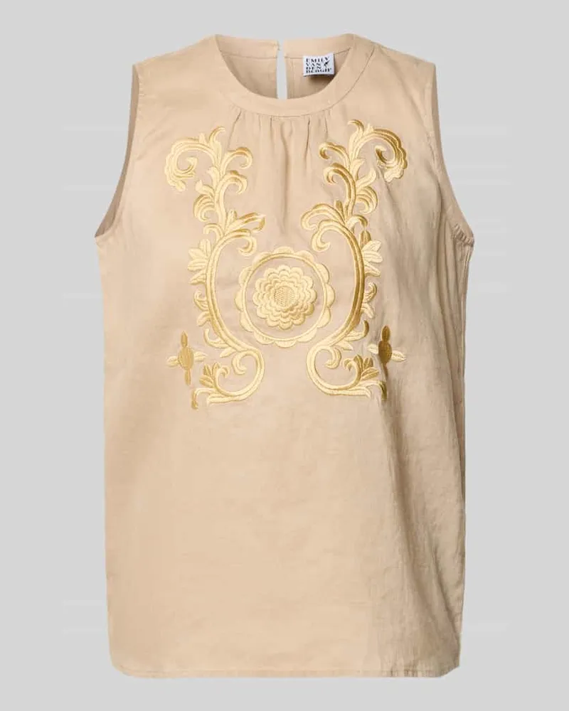 Emily van den Bergh Blusentop aus Leinen mit Stitchings Sand