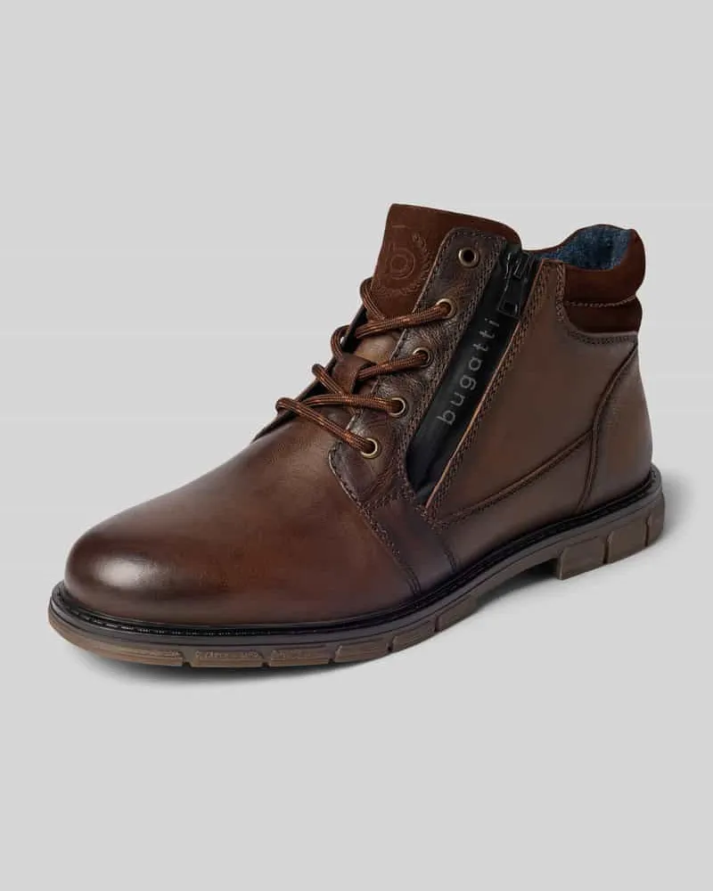 Bugatti Boots aus Leder-Textil-Mix mit Reißverschluss Modell 'Mate Dunkelbraun