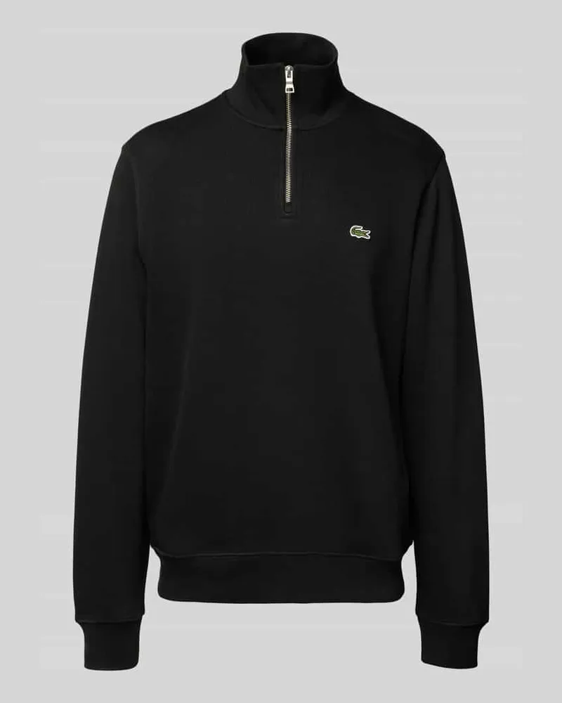 Lacoste Regular Fit Troyer aus reiner Baumwolle Black