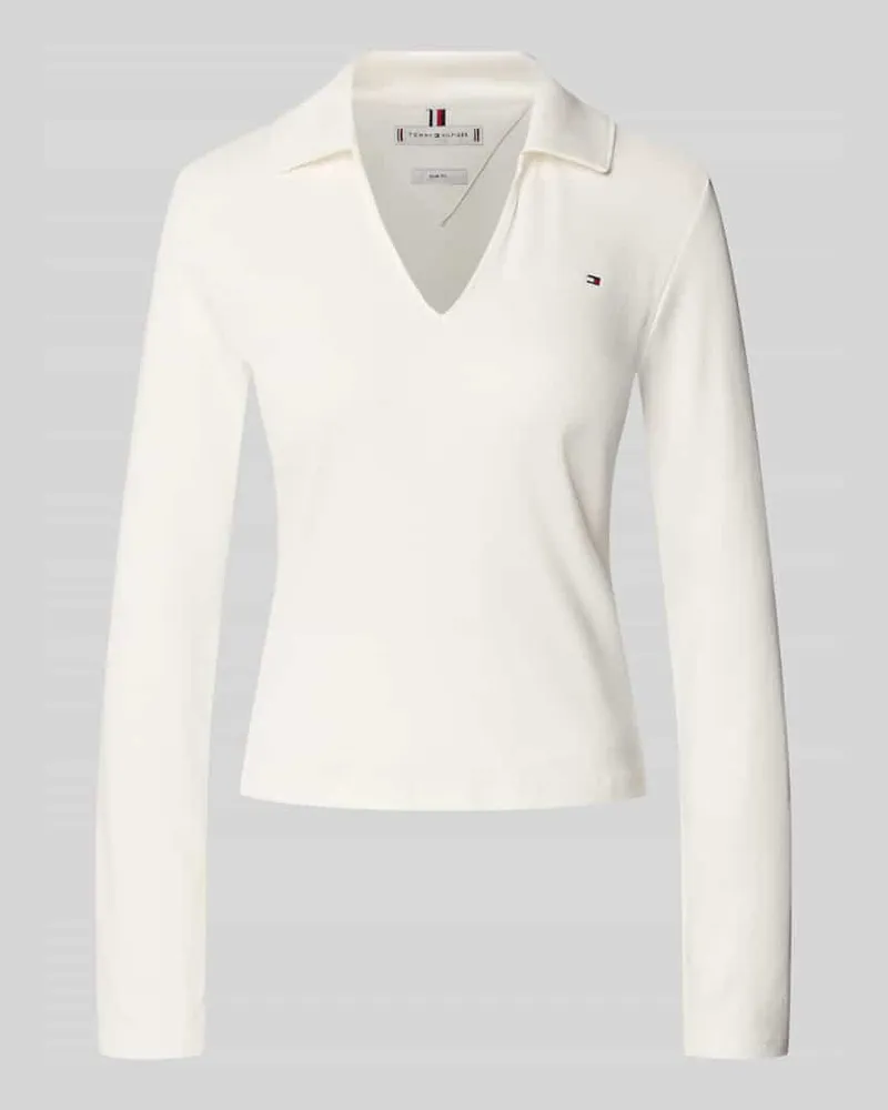 Tommy Hilfiger Slim Fit Langarmshirt aus reiner Baumwolle Ecru