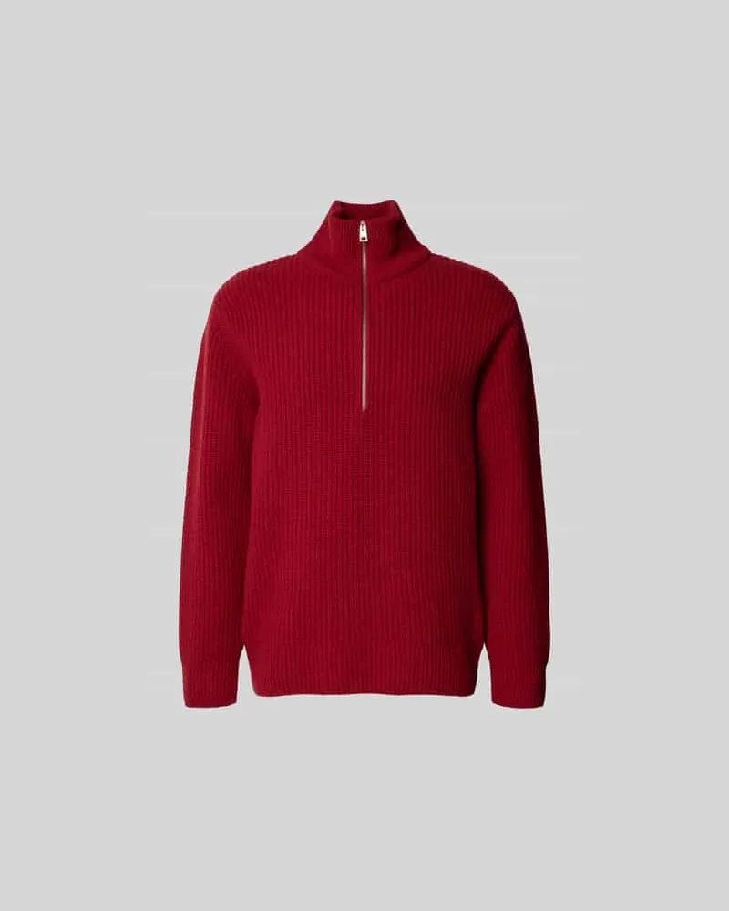 Closed Regular Fit Troyer aus reiner Wolle Bordeaux