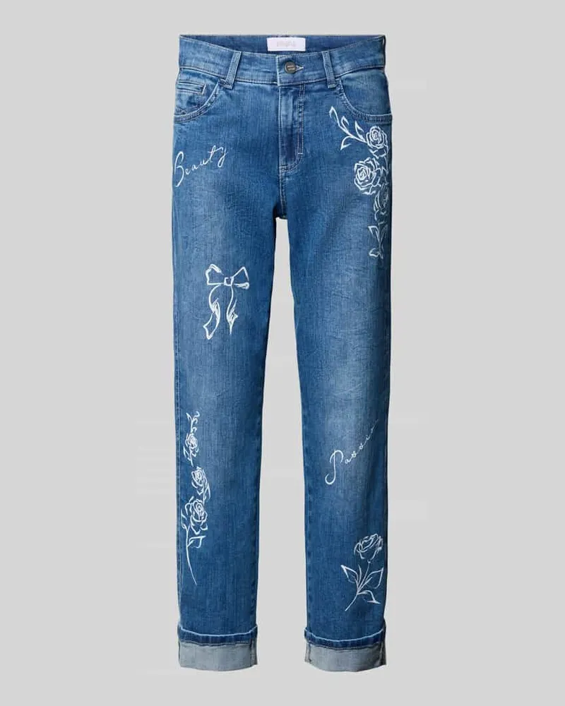 ANGELS  Jeans mit Umschlag und Motiv-Print Modell 'Darlene Beauty Blau