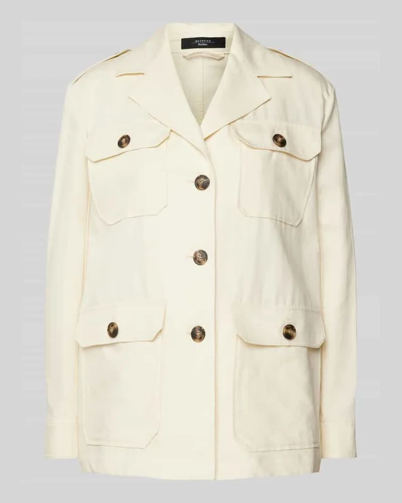 Max Mara Regular Fit Blazer aus Baumwoll-Leinen-Mix Modell 'BACCA Offwhite