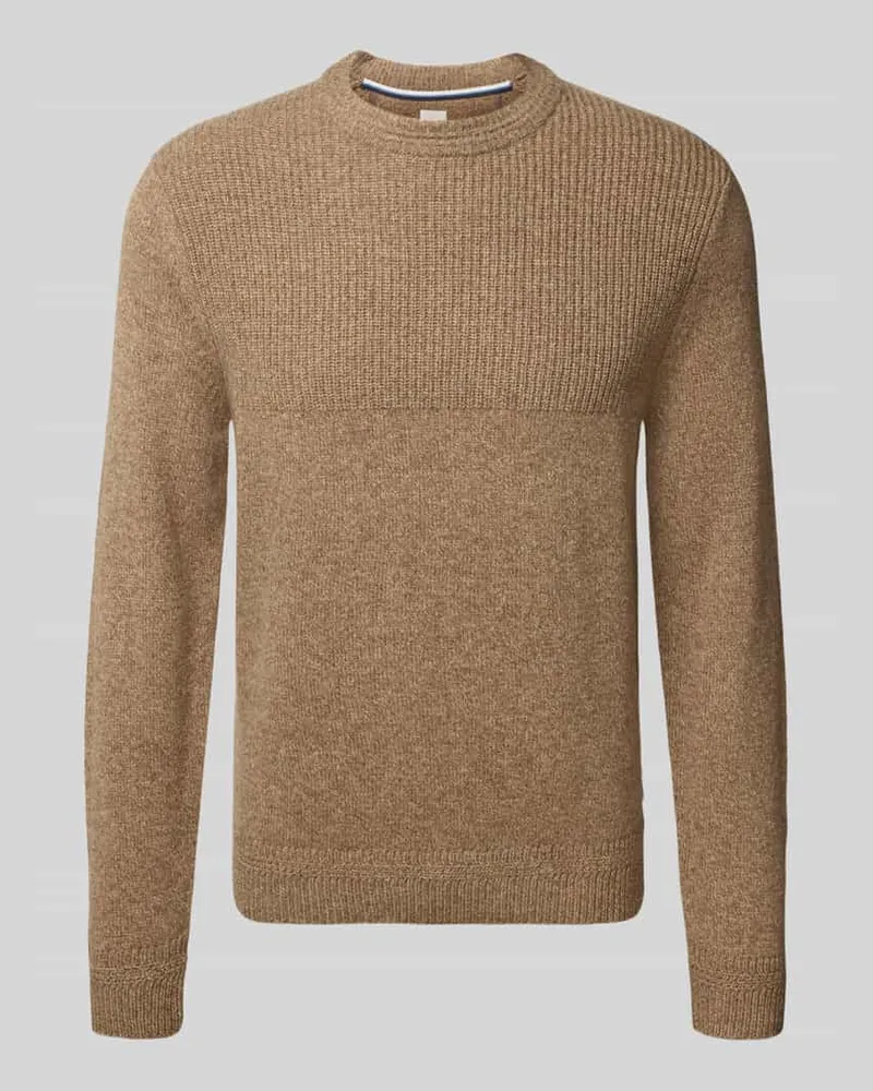 Brax Strickpullover mit gerippten Abschlüssen Modell 'RICK Kitt