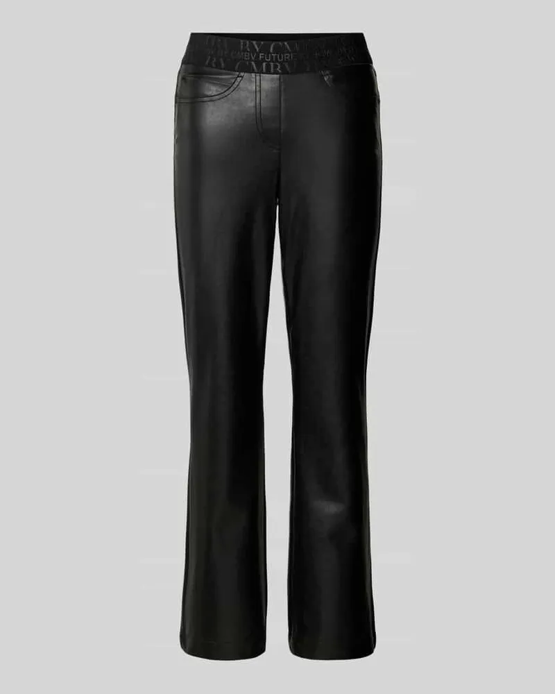 Cambio Regular Fit Lederhose mit elastischem Label-Bund Black