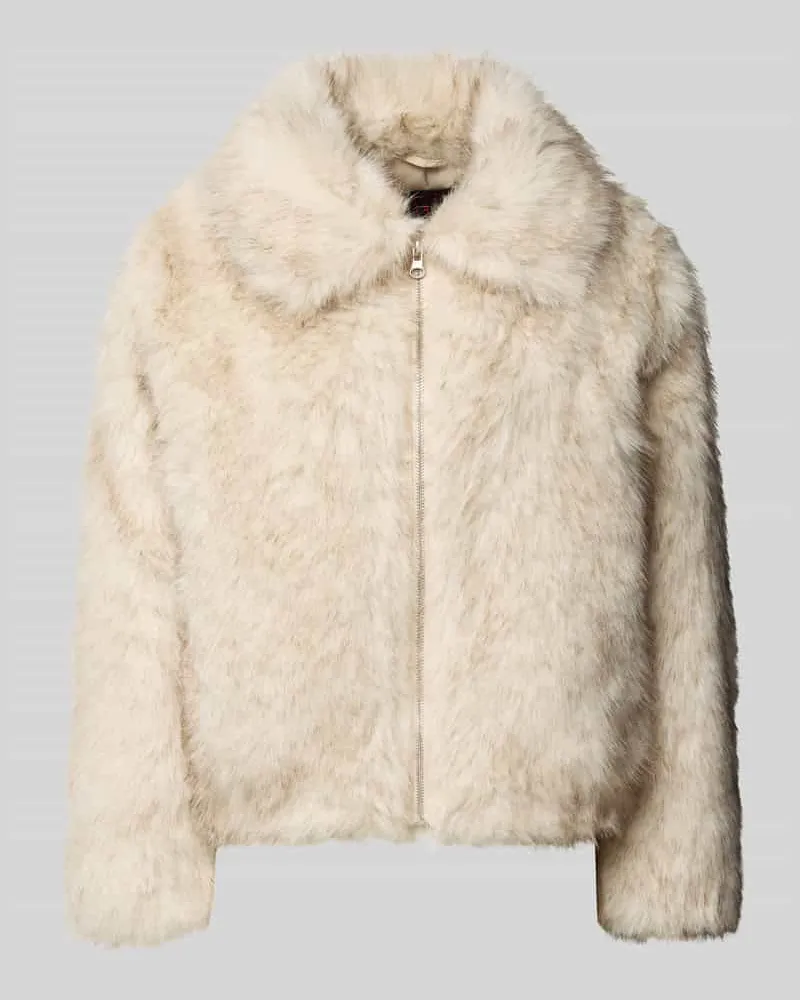 Stefanel Jacke aus Kunstfell mit Reißverschluss Ecru