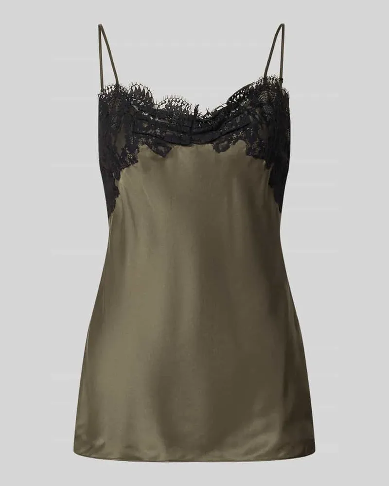 IRO Top aus reiner Seide Khaki