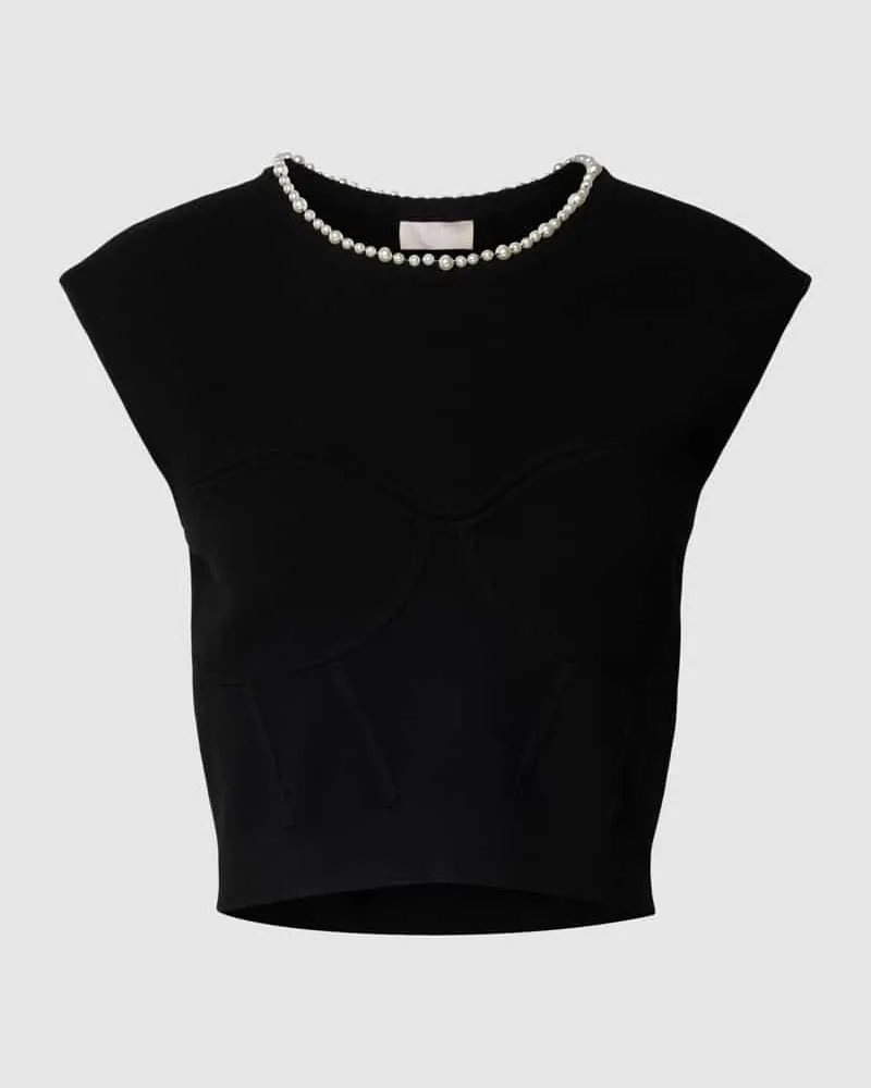 Liu Jo Strickshirt mit Ziersteinbesatz Black