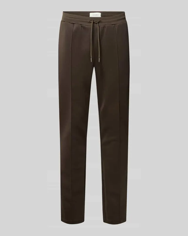 LES DEUX Slim Fit Sweatpants mit fixierten Bügelfalten Mittelbraun