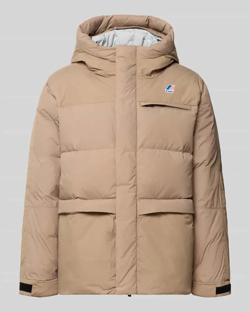 K-Way Steppjacke mit Logo und Kapuze Sand