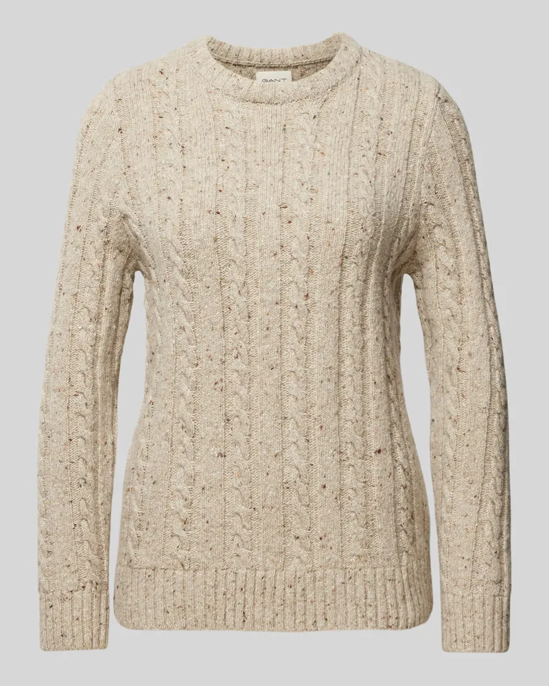 Gant Wollpullover mit Zopfmuster Offwhite