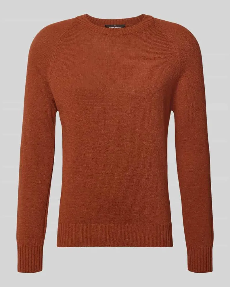 Gran Sasso Strickpullover aus Baumwoll-Kaschmir-Mix mit Rundhalsausschnitt Rostrot